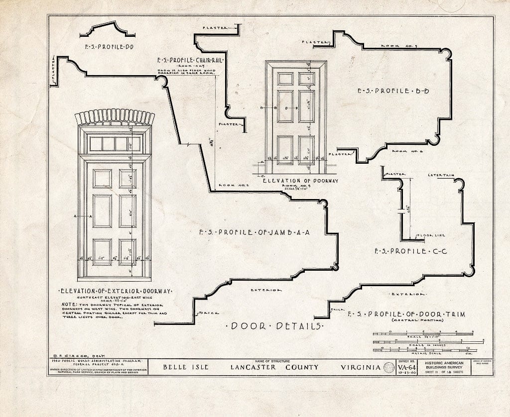 Blueprint HABS VA,52-SOM.V,1- (Sheet 11 of 18) - Belle Isle, State Route 683, Somers, Lancaster County, VA