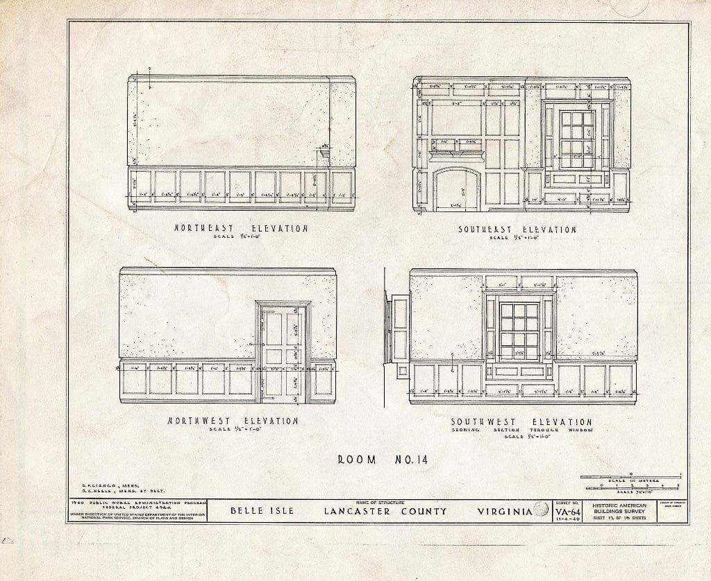 Blueprint HABS VA,52-SOM.V,1- (Sheet 12 of 18) - Belle Isle, State Route 683, Somers, Lancaster County, VA