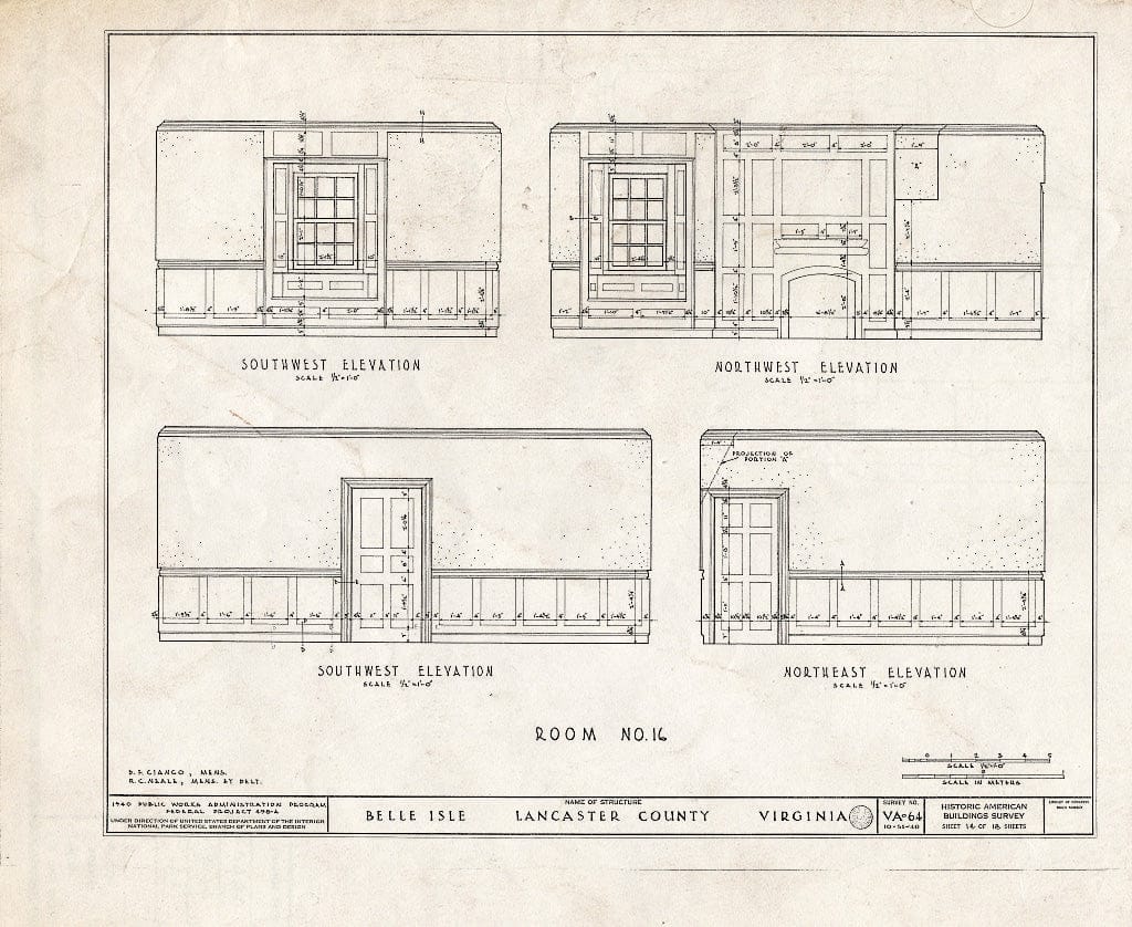 Blueprint HABS VA,52-SOM.V,1- (Sheet 14 of 18) - Belle Isle, State Route 683, Somers, Lancaster County, VA