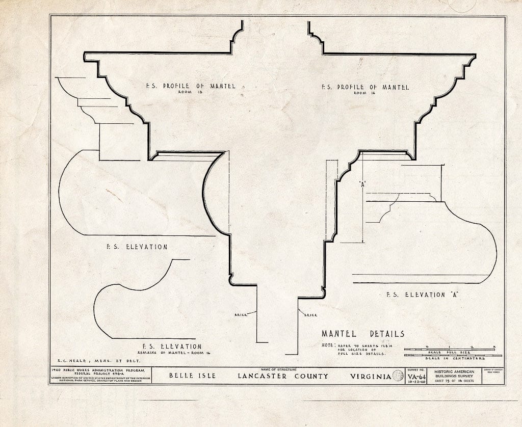 Blueprint HABS VA,52-SOM.V,1- (Sheet 15 of 18) - Belle Isle, State Route 683, Somers, Lancaster County, VA