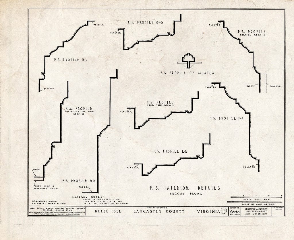 Blueprint HABS VA,52-SOM.V,1- (Sheet 16 of 18) - Belle Isle, State Route 683, Somers, Lancaster County, VA
