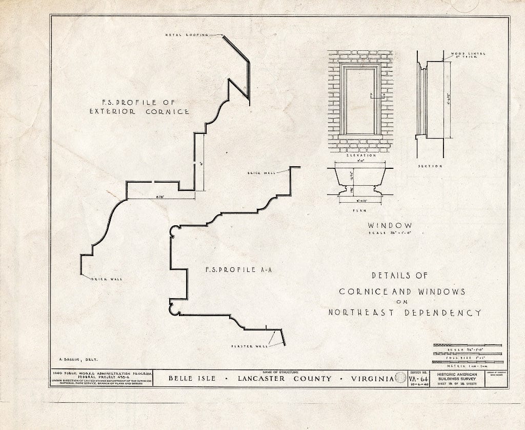 Blueprint HABS VA,52-SOM.V,1- (Sheet 18 of 18) - Belle Isle, State Route 683, Somers, Lancaster County, VA