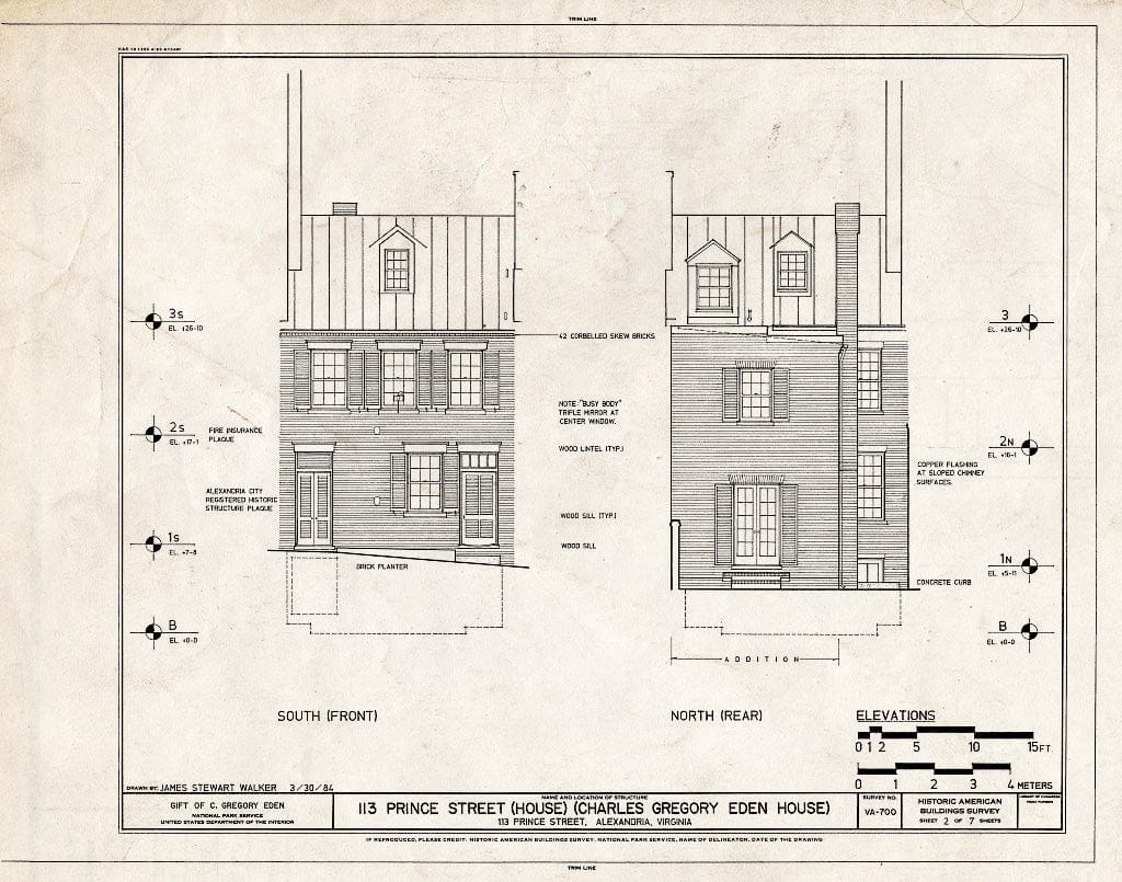 Blueprint HABS VA,7-Alex,24A- (Sheet 2 of 7) - 113 Prince Street (House), 113 Prince Street, Alexandria, Independent City, VA