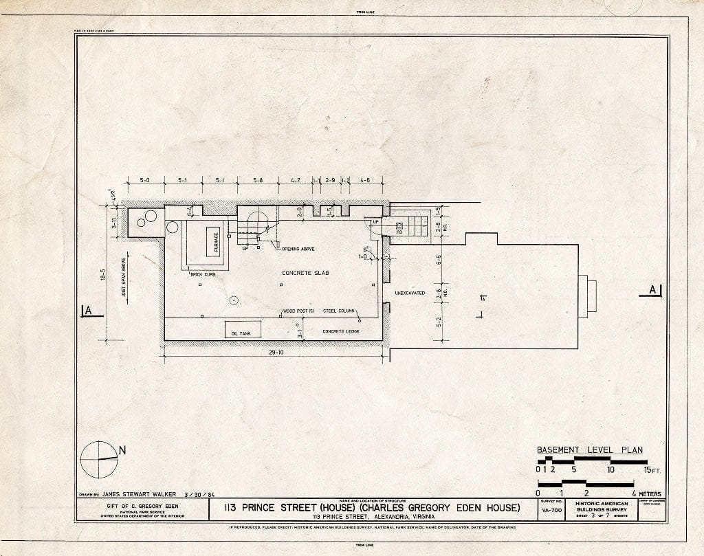 Blueprint HABS VA,7-Alex,24A- (Sheet 3 of 7) - 113 Prince Street (House), 113 Prince Street, Alexandria, Independent City, VA