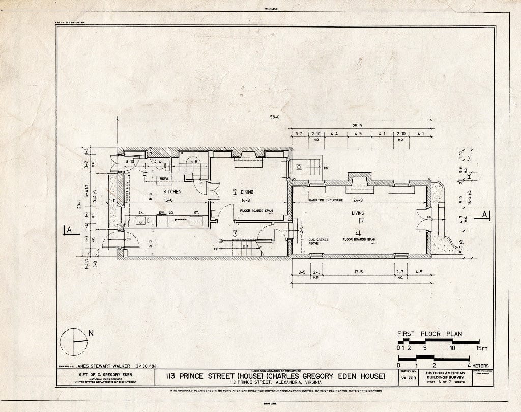 Blueprint HABS VA,7-Alex,24A- (Sheet 4 of 7) - 113 Prince Street (House), 113 Prince Street, Alexandria, Independent City, VA