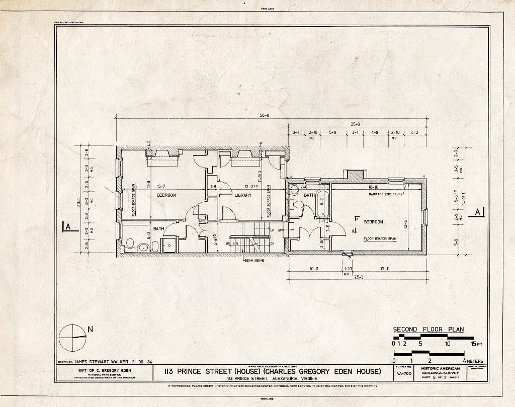 Blueprint HABS VA,7-Alex,24A- (Sheet 5 of 7) - 113 Prince Street (House), 113 Prince Street, Alexandria, Independent City, VA
