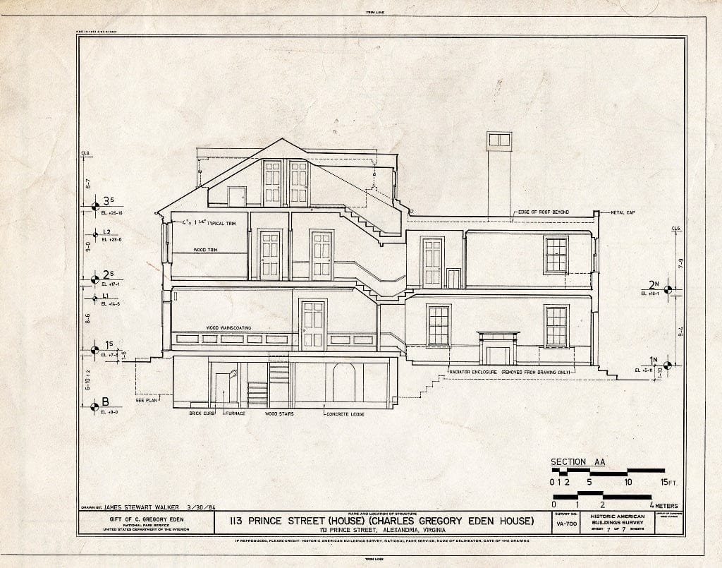 Blueprint HABS VA,7-Alex,24A- (Sheet 7 of 7) - 113 Prince Street (House), 113 Prince Street, Alexandria, Independent City, VA
