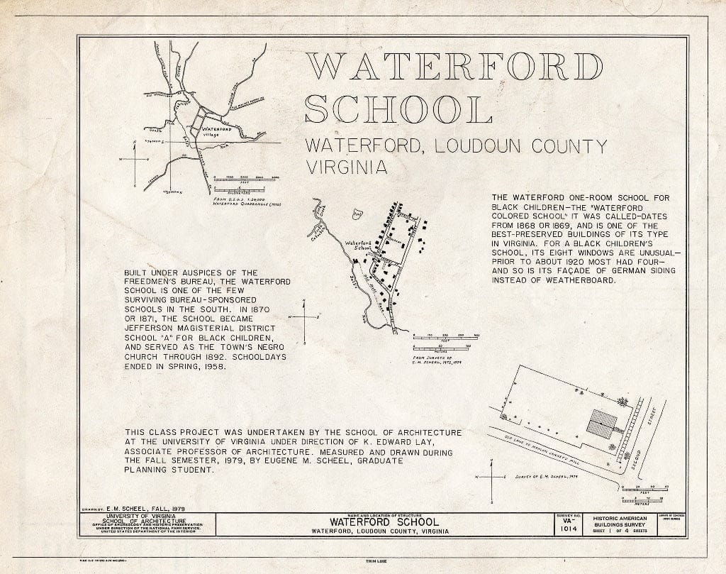 Blueprint HABS VA,54-WATFO,41- (Sheet 1 of 4) - Waterford School, Second & Janney Streets, Waterford, Loudoun County, VA