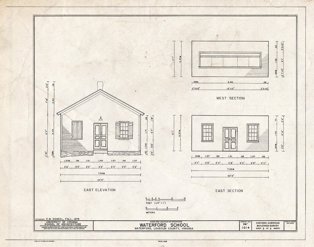 Blueprint HABS VA,54-WATFO,41- (Sheet 3 of 4) - Waterford School, Second & Janney Streets, Waterford, Loudoun County, VA