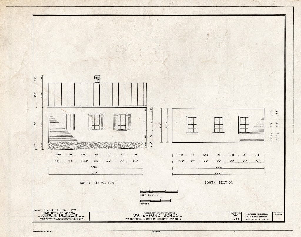 Blueprint HABS VA,54-WATFO,41- (Sheet 4 of 4) - Waterford School, Second & Janney Streets, Waterford, Loudoun County, VA