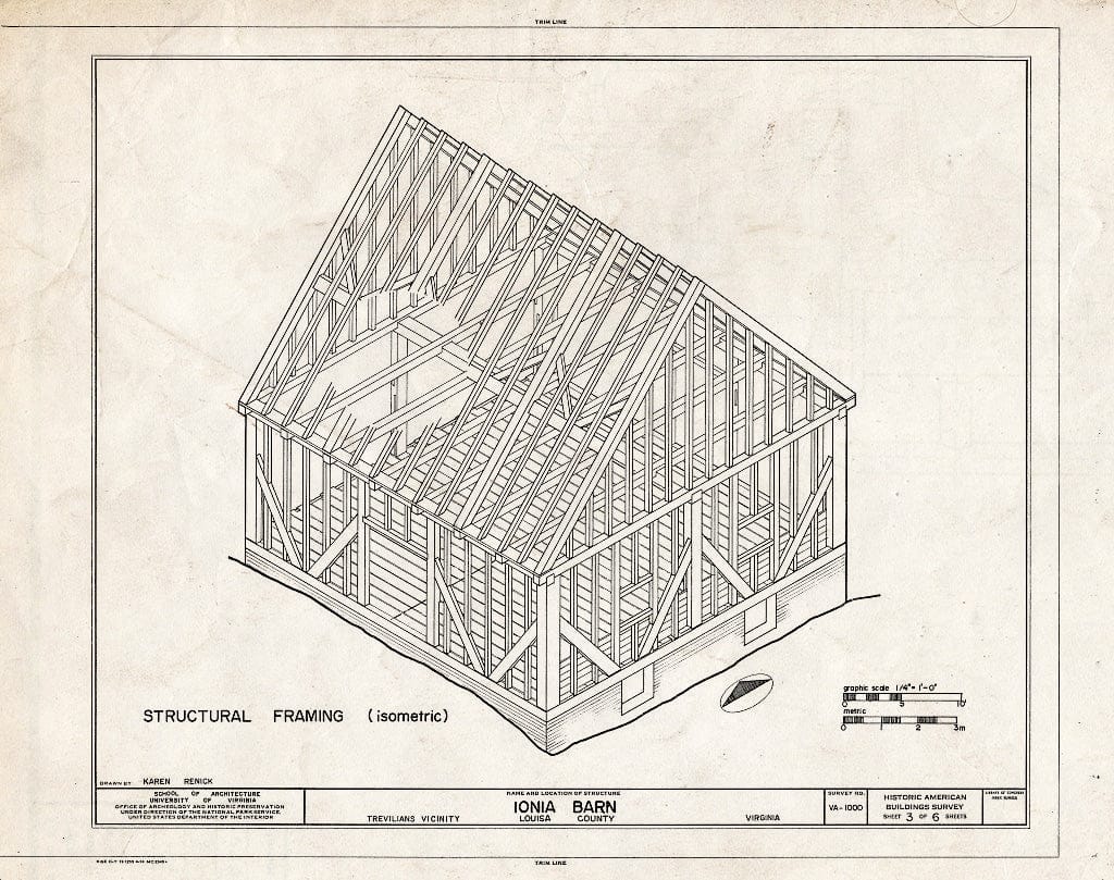 Blueprint Structural framing - Ionia, Barn, Route 640 Vicinity, Trevilians, Louisa County, VA