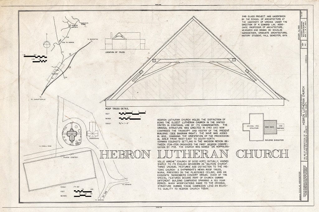 Blueprint HABS VA,57-MAD.V,1- (Sheet 1 of 4) - Hebron Lutheran Church, State Routes 638 & 653, Madison, Madison County, VA
