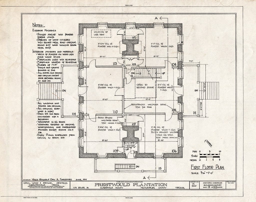 Blueprint HABS VA,59-Clark.V,1- (Sheet 3 of 23) - Prestwould Plantation, U.S. Route 15 Vicinity, Clarksville, Mecklenburg County, VA
