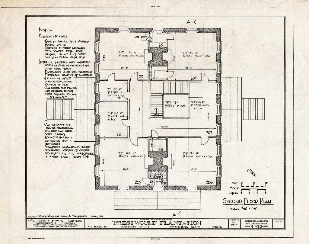Blueprint HABS VA,59-Clark.V,1- (Sheet 4 of 23) - Prestwould Plantation, U.S. Route 15 Vicinity, Clarksville, Mecklenburg County, VA