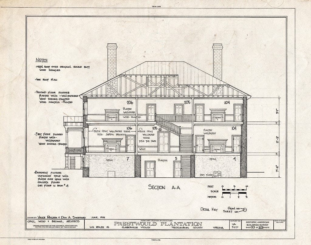 Blueprint HABS VA,59-Clark.V,1- (Sheet 10 of 23) - Prestwould Plantation, U.S. Route 15 Vicinity, Clarksville, Mecklenburg County, VA
