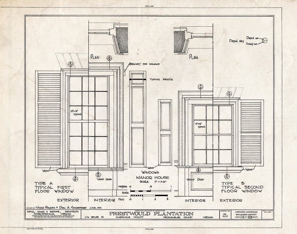 Blueprint HABS VA,59-Clark.V,1- (Sheet 12 of 23) - Prestwould Plantation, U.S. Route 15 Vicinity, Clarksville, Mecklenburg County, VA