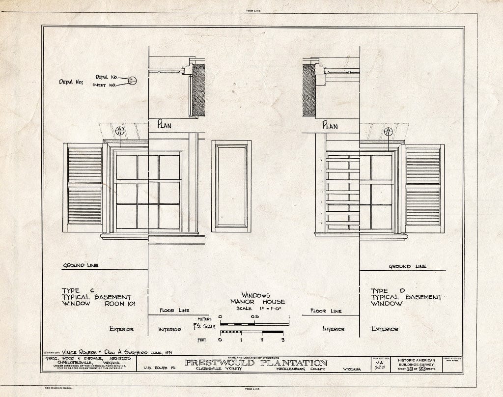 Blueprint HABS VA,59-Clark.V,1- (Sheet 13 of 23) - Prestwould Plantation, U.S. Route 15 Vicinity, Clarksville, Mecklenburg County, VA