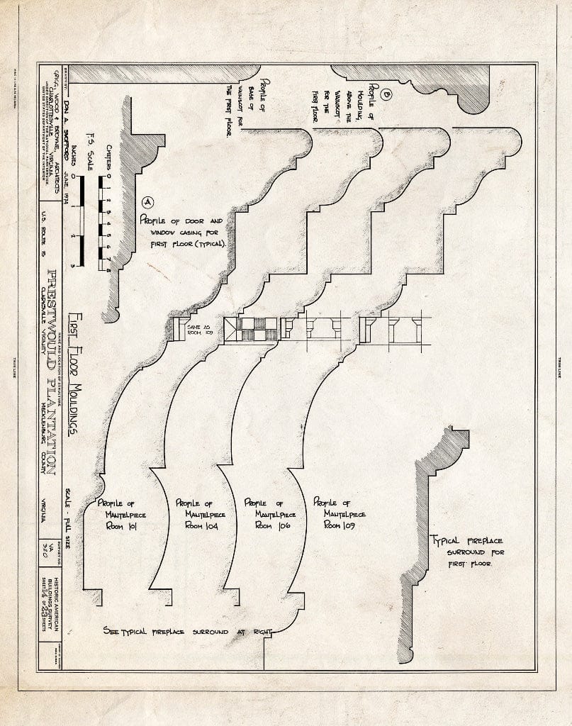Blueprint HABS VA,59-Clark.V,1- (Sheet 14 of 23) - Prestwould Plantation, U.S. Route 15 Vicinity, Clarksville, Mecklenburg County, VA