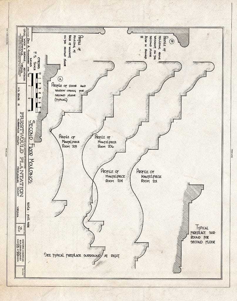 Blueprint HABS VA,59-Clark.V,1- (Sheet 15 of 23) - Prestwould Plantation, U.S. Route 15 Vicinity, Clarksville, Mecklenburg County, VA