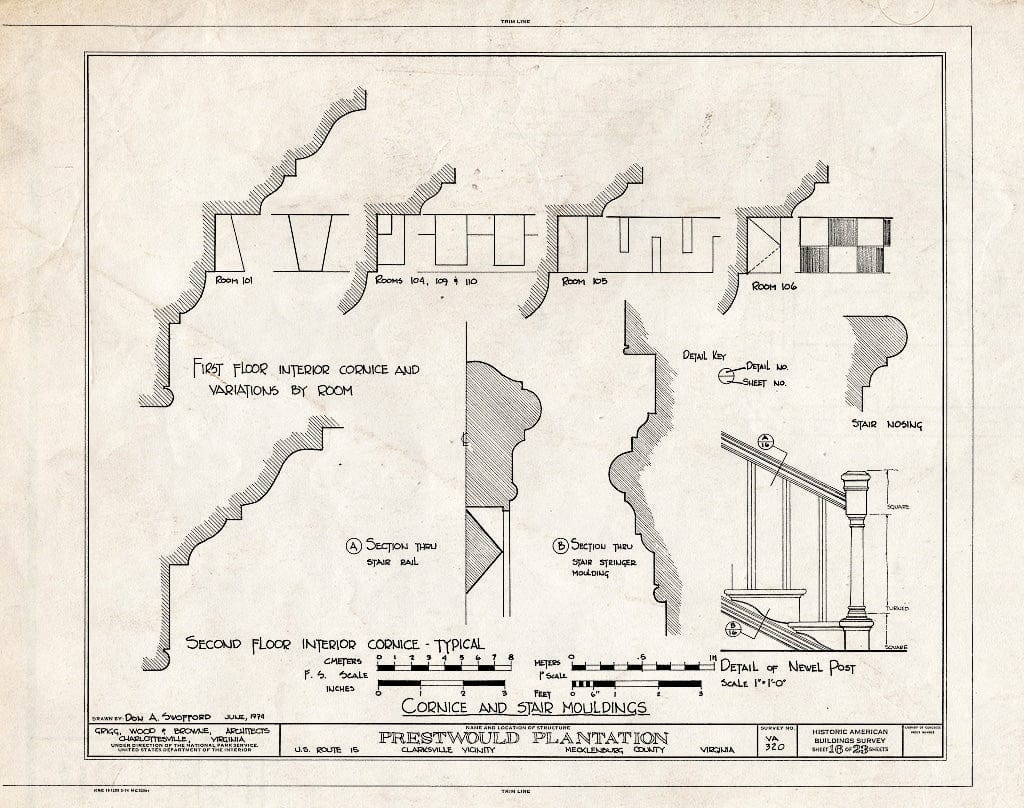 Blueprint HABS VA,59-Clark.V,1- (Sheet 16 of 23) - Prestwould Plantation, U.S. Route 15 Vicinity, Clarksville, Mecklenburg County, VA