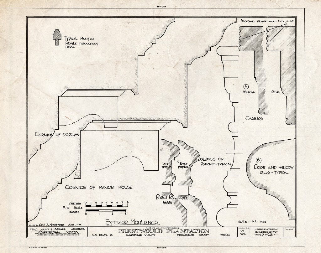 Blueprint HABS VA,59-Clark.V,1- (Sheet 17 of 23) - Prestwould Plantation, U.S. Route 15 Vicinity, Clarksville, Mecklenburg County, VA