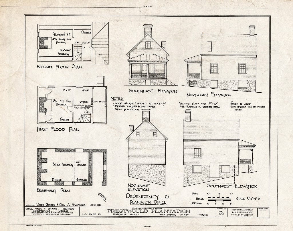 Blueprint HABS VA,59-Clark.V,1- (Sheet 18 of 23) - Prestwould Plantation, U.S. Route 15 Vicinity, Clarksville, Mecklenburg County, VA
