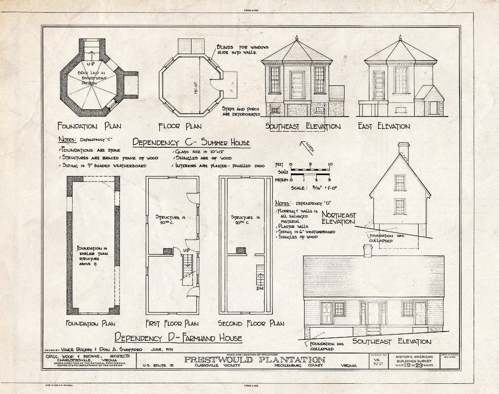 Blueprint HABS VA,59-Clark.V,1- (Sheet 19 of 23) - Prestwould Plantation, U.S. Route 15 Vicinity, Clarksville, Mecklenburg County, VA