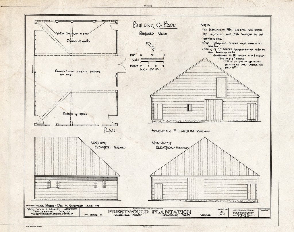 Blueprint HABS VA,59-Clark.V,1- (Sheet 23 of 23) - Prestwould Plantation, U.S. Route 15 Vicinity, Clarksville, Mecklenburg County, VA