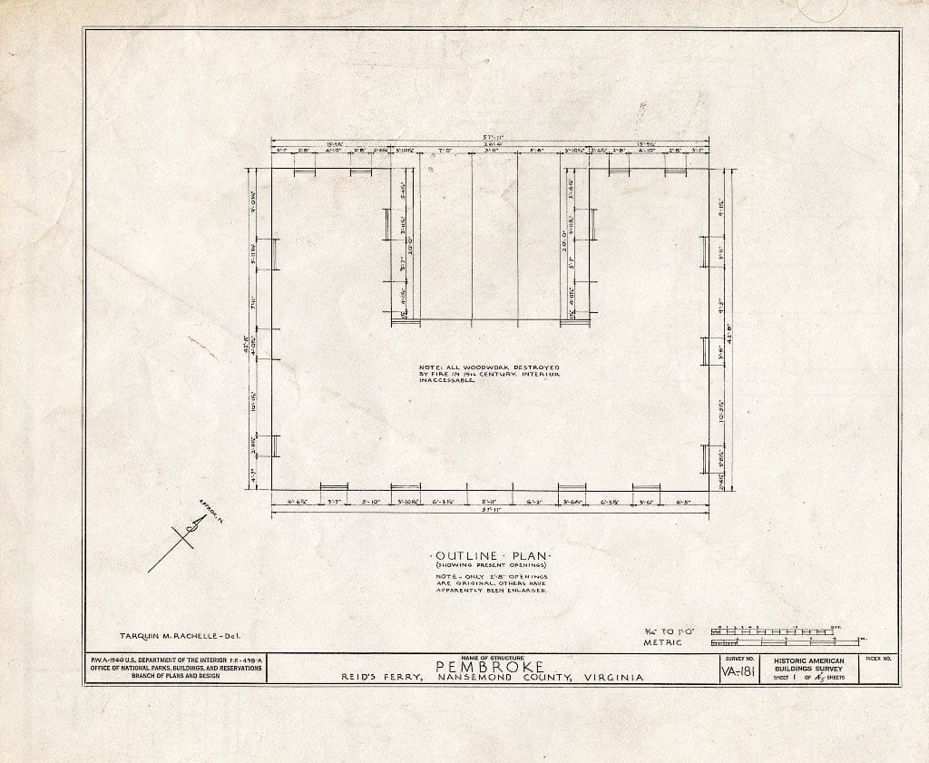 Blueprint HABS VA,62-REIDF,1- (Sheet 1 of 5) - Pembroke, State Route 603, Suffolk, Suffolk, VA