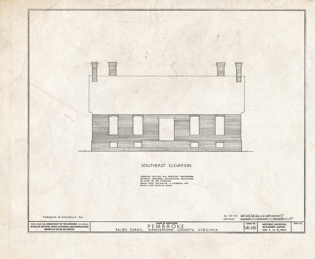 Blueprint HABS VA,62-REIDF,1- (Sheet 2 of 5) - Pembroke, State Route 603, Suffolk, Suffolk, VA