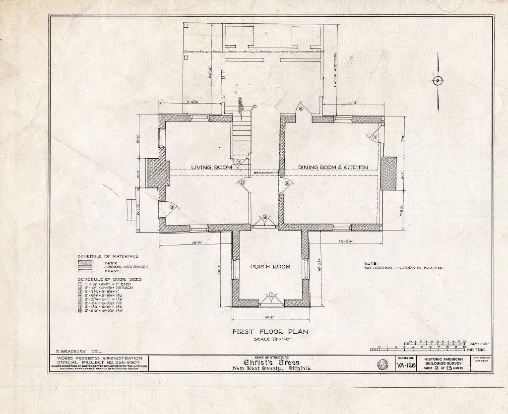 Blueprint HABS VA,64-NEWK.V,1- (Sheet 2 of 13) - Criss-Cross, State Route 617 Vicinity, New Kent, New Kent County, VA