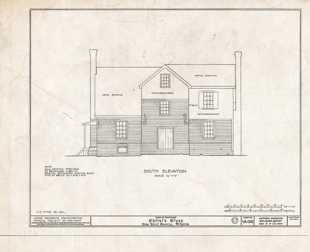 Blueprint HABS VA,64-NEWK.V,1- (Sheet 4 of 13) - Criss-Cross, State Route 617 Vicinity, New Kent, New Kent County, VA