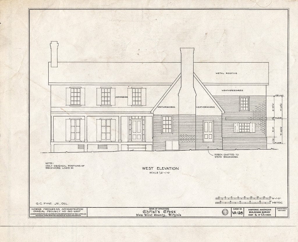 Blueprint HABS VA,64-NEWK.V,1- (Sheet 6 of 13) - Criss-Cross, State Route 617 Vicinity, New Kent, New Kent County, VA