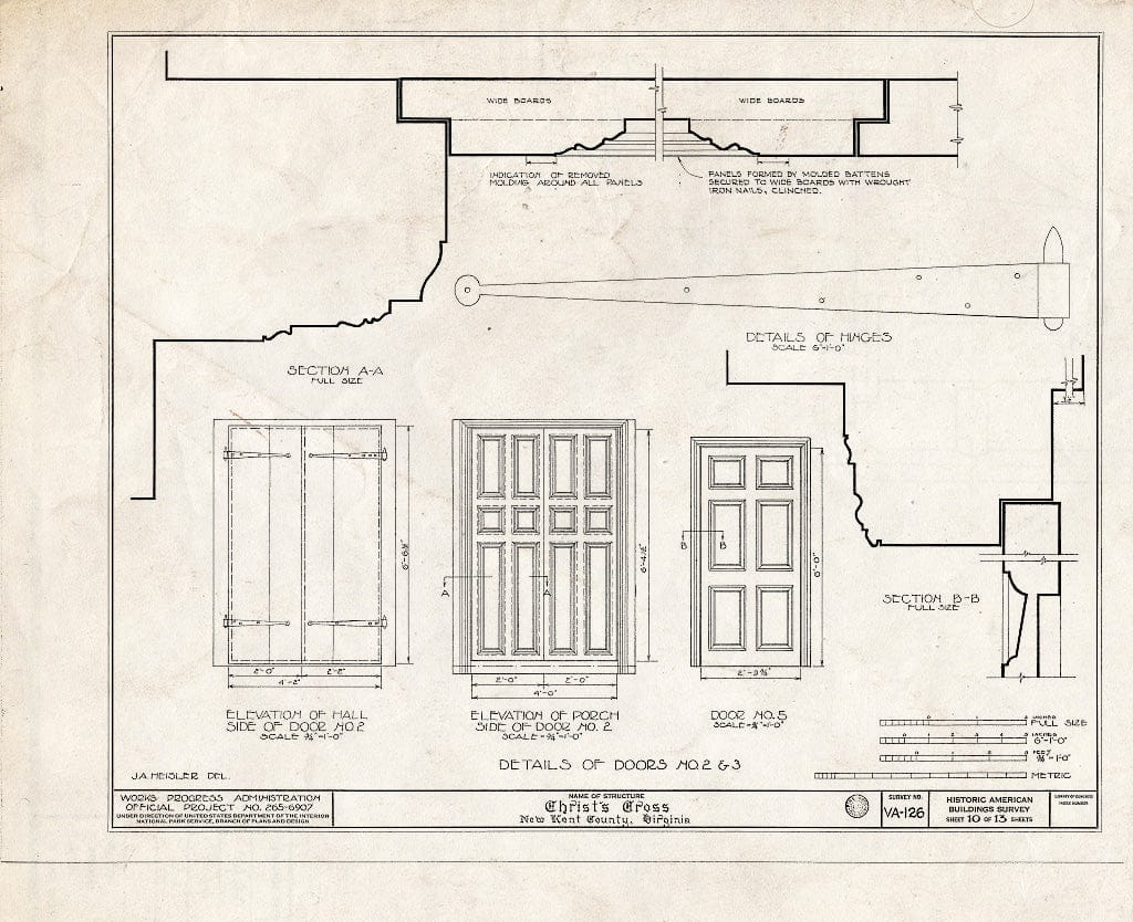 Blueprint HABS VA,64-NEWK.V,1- (Sheet 10 of 13) - Criss-Cross, State Route 617 Vicinity, New Kent, New Kent County, VA
