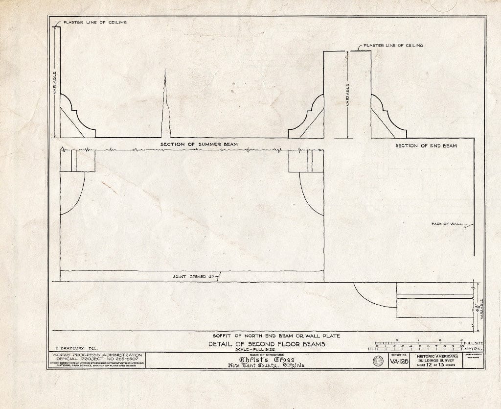 Blueprint HABS VA,64-NEWK.V,1- (Sheet 12 of 13) - Criss-Cross, State Route 617 Vicinity, New Kent, New Kent County, VA