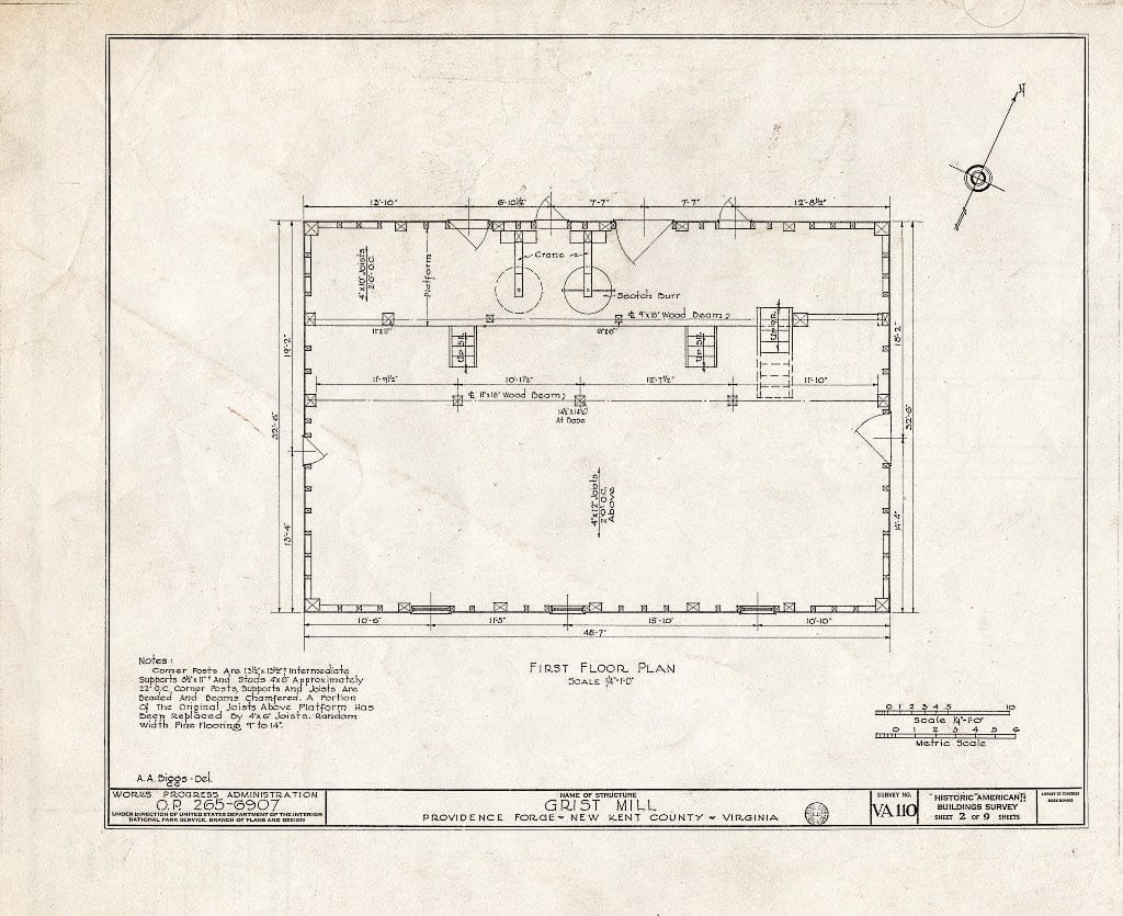 Blueprint HABS VA,64-PROFO,1- (Sheet 2 of 9) - Providence Forge, Old Forge Pond, Providence Forge, New Kent County, VA