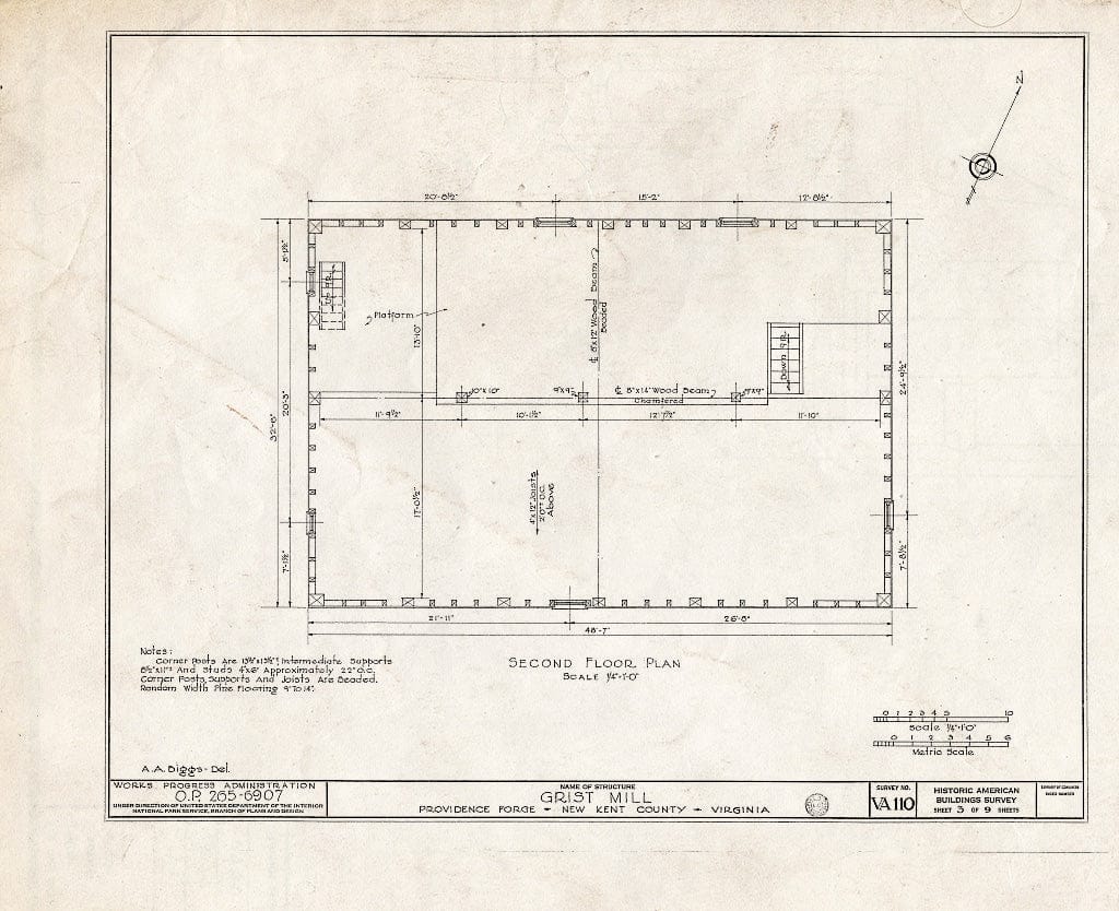 Blueprint HABS VA,64-PROFO,1- (Sheet 3 of 9) - Providence Forge, Old Forge Pond, Providence Forge, New Kent County, VA