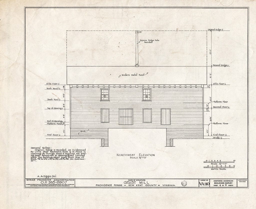 Blueprint HABS VA,64-PROFO,1- (Sheet 4 of 9) - Providence Forge, Old Forge Pond, Providence Forge, New Kent County, VA