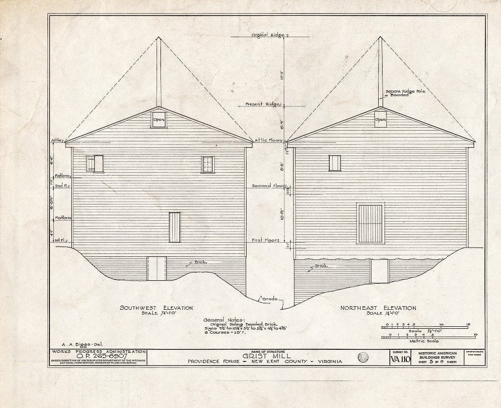 Blueprint HABS VA,64-PROFO,1- (Sheet 5 of 9) - Providence Forge, Old Forge Pond, Providence Forge, New Kent County, VA