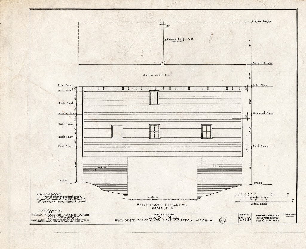 Blueprint HABS VA,64-PROFO,1- (Sheet 6 of 9) - Providence Forge, Old Forge Pond, Providence Forge, New Kent County, VA