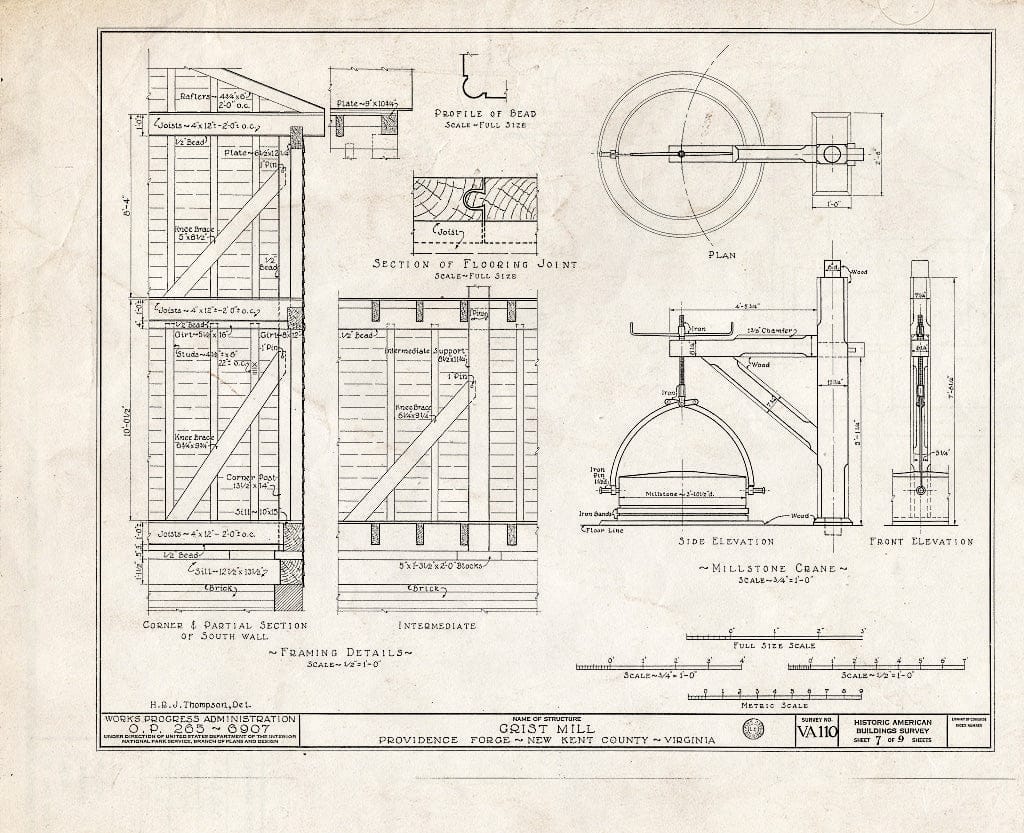 Blueprint HABS VA,64-PROFO,1- (Sheet 7 of 9) - Providence Forge, Old Forge Pond, Providence Forge, New Kent County, VA