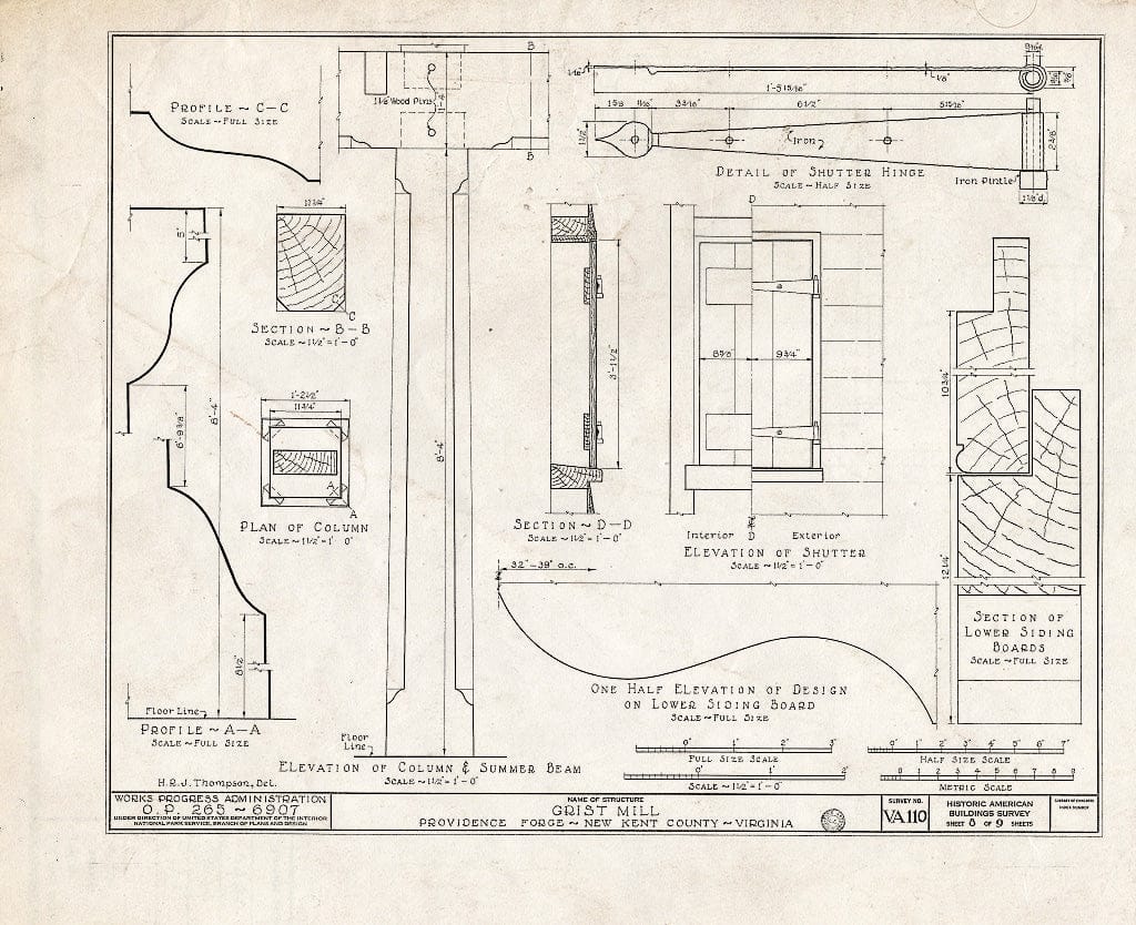 Blueprint HABS VA,64-PROFO,1- (Sheet 8 of 9) - Providence Forge, Old Forge Pond, Providence Forge, New Kent County, VA