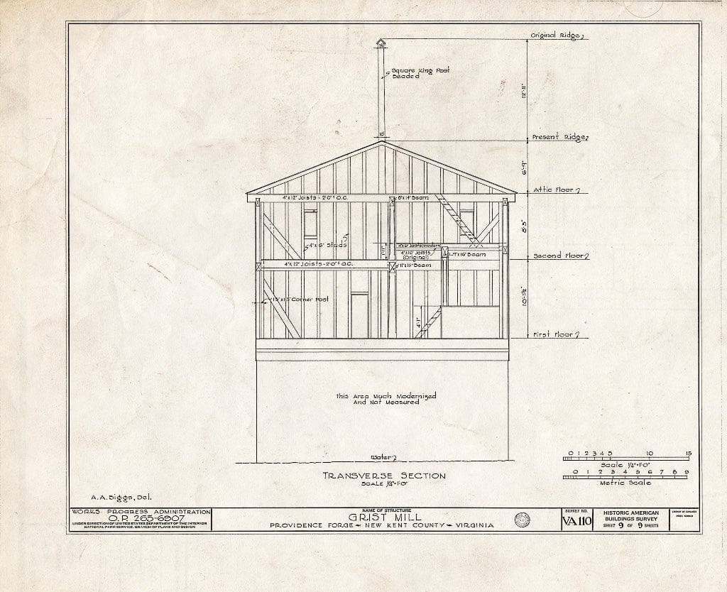 Blueprint HABS VA,64-PROFO,1- (Sheet 9 of 9) - Providence Forge, Old Forge Pond, Providence Forge, New Kent County, VA