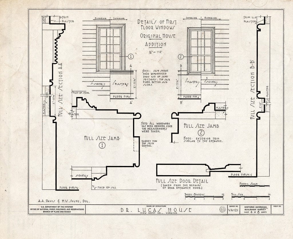 Blueprint HABS VA,64-,3- (Sheet 4 of 8) - Doctor Lucas House, State Route 33, Quinton, New Kent County, VA
