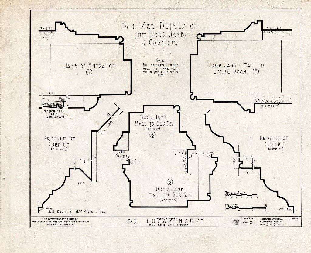 Blueprint HABS VA,64-,3- (Sheet 5 of 8) - Doctor Lucas House, State Route 33, Quinton, New Kent County, VA