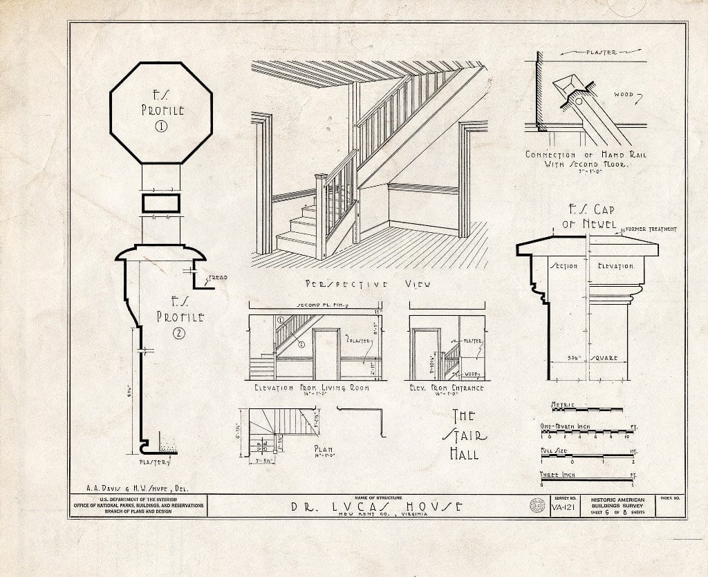 Blueprint HABS VA,64-,3- (Sheet 6 of 8) - Doctor Lucas House, State Route 33, Quinton, New Kent County, VA