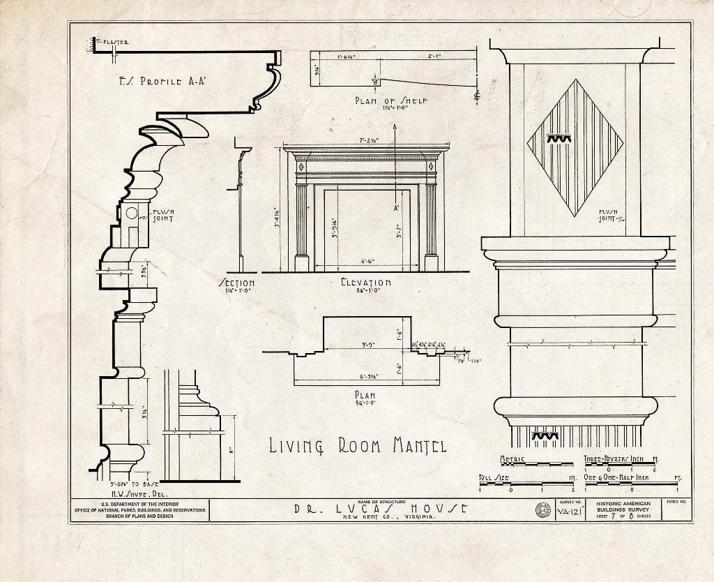 Blueprint HABS VA,64-,3- (Sheet 7 of 8) - Doctor Lucas House, State Route 33, Quinton, New Kent County, VA