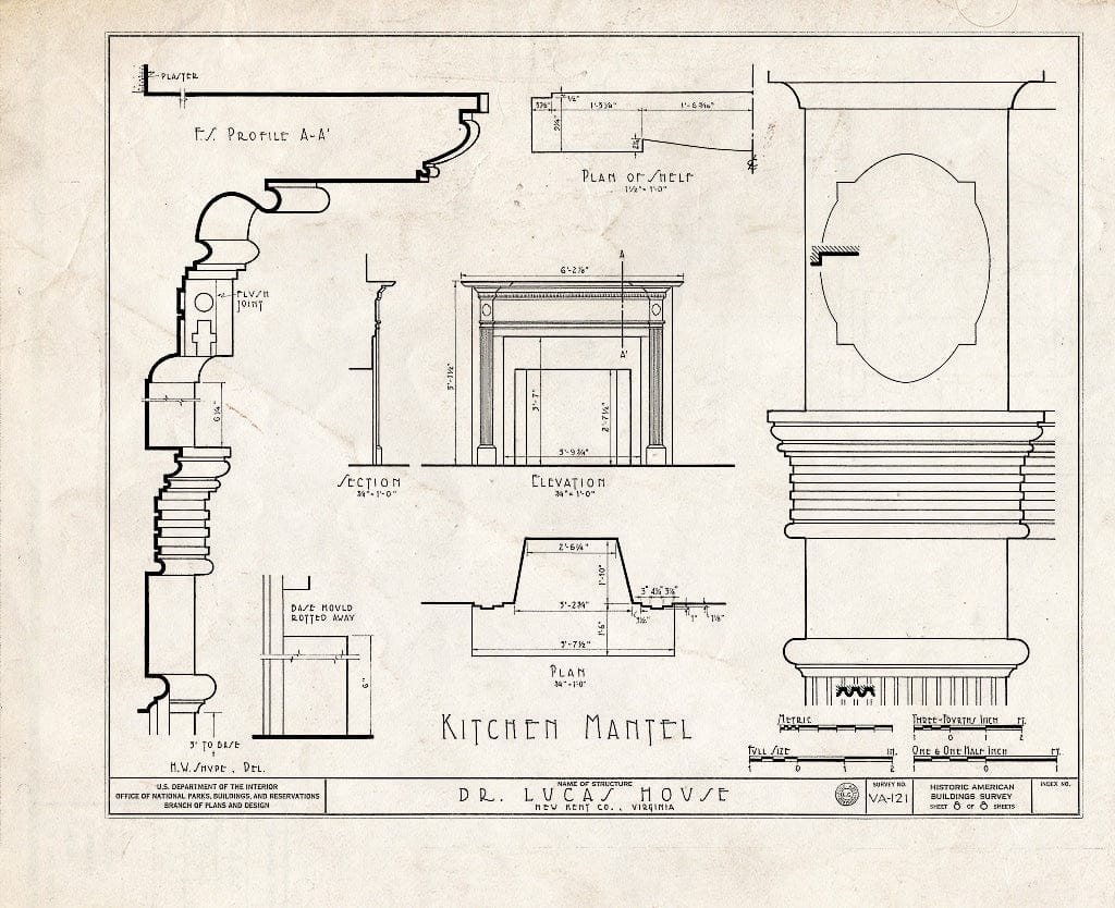 Blueprint HABS VA,64-,3- (Sheet 8 of 8) - Doctor Lucas House, State Route 33, Quinton, New Kent County, VA
