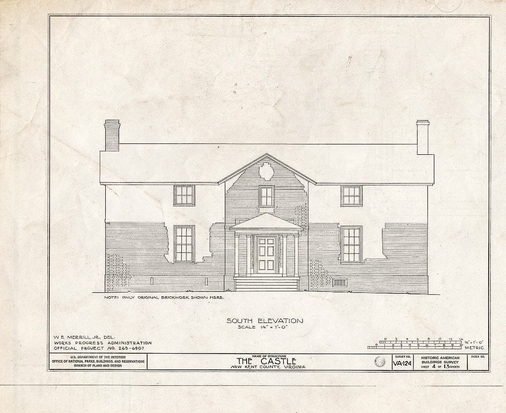 Blueprint HABS VA,64-TUN.V,2- (Sheet 4 of 13) - Castle, State Route 608 Vicinity, Tunstall, New Kent County, VA