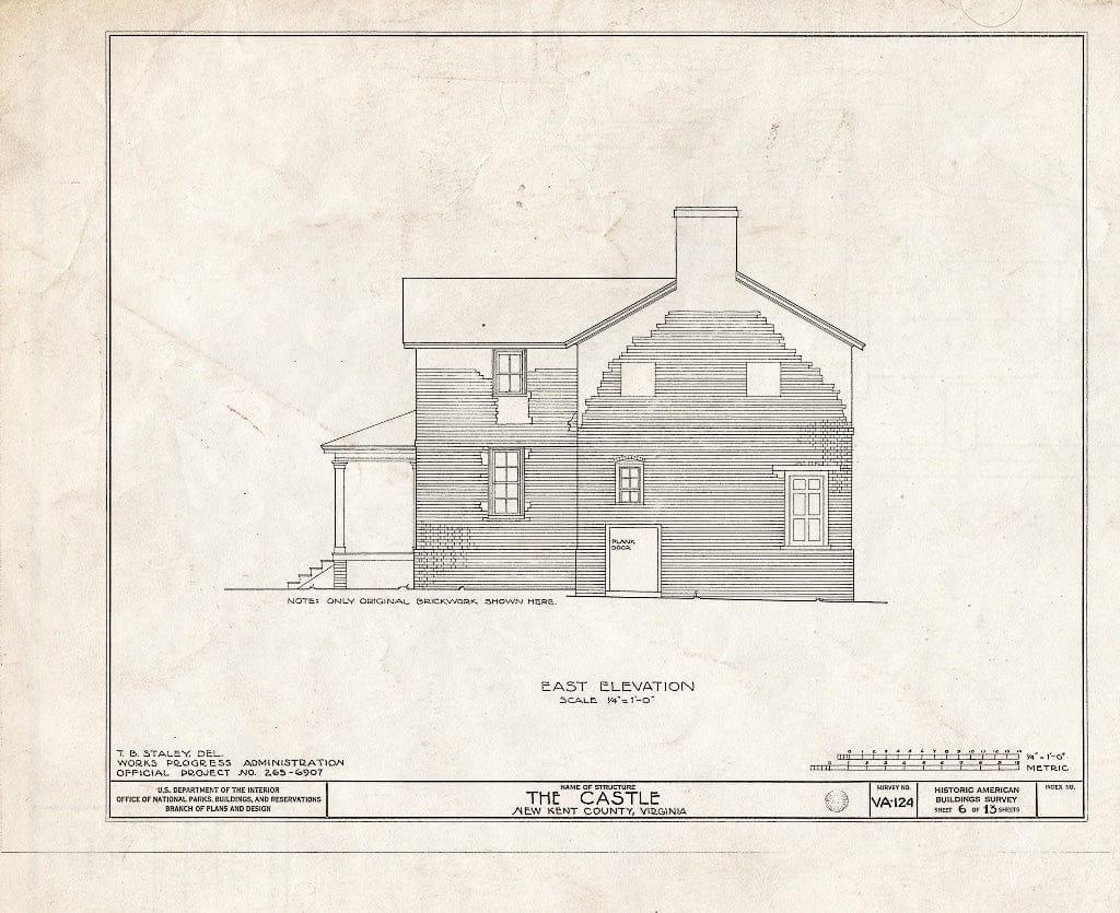 Blueprint HABS VA,64-TUN.V,2- (Sheet 6 of 13) - Castle, State Route 608 Vicinity, Tunstall, New Kent County, VA